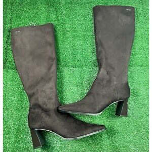 DKNY Salem Brown SZ 9 Women's Suede Look Knee Boots with Block Heel NWOB